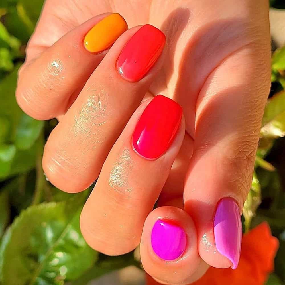 color block nails bright nails
