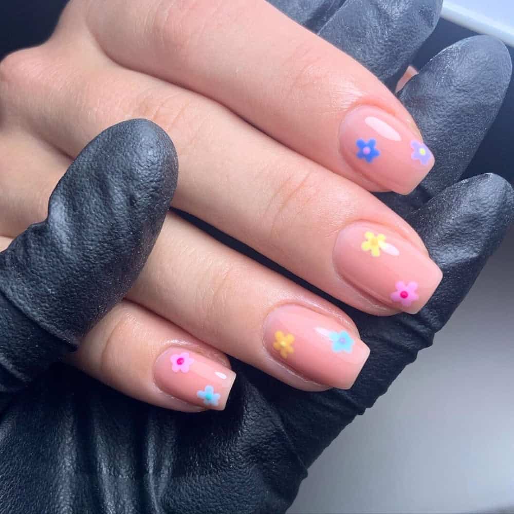 colorful flower nails